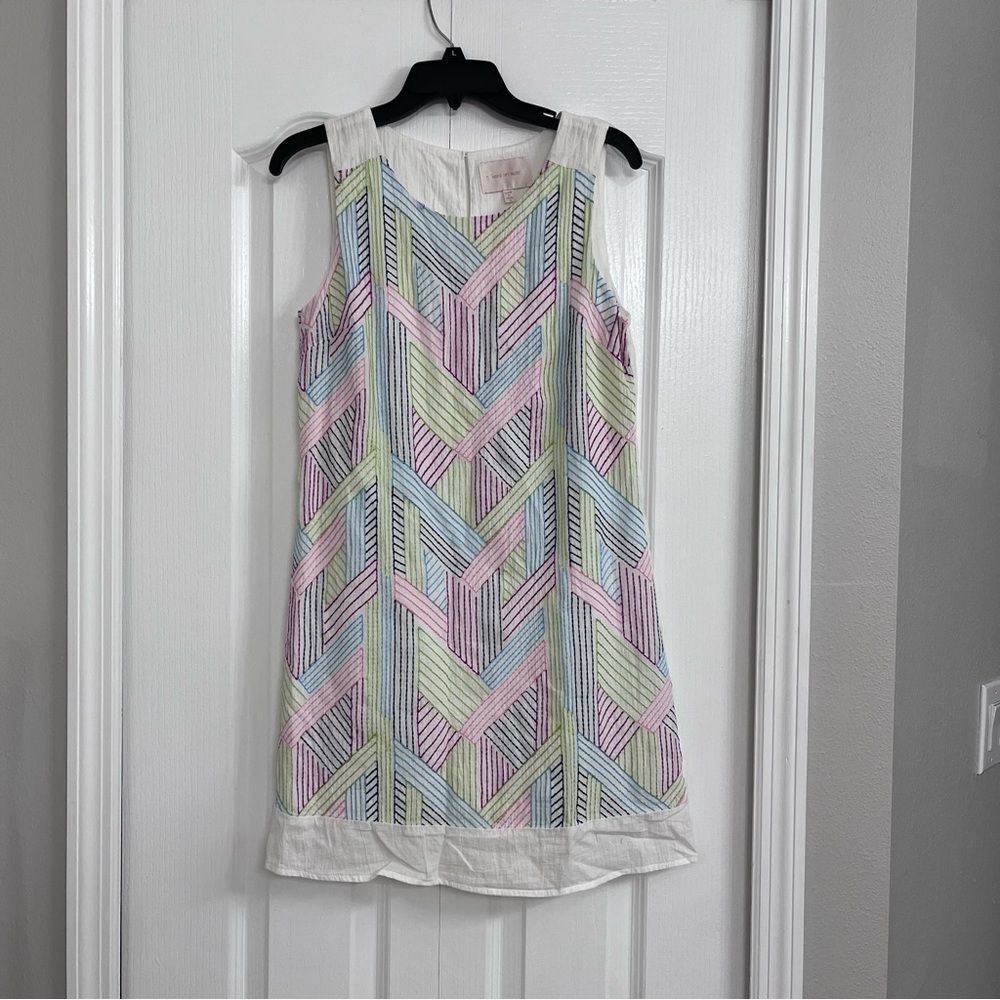 Skies Are Blue womens embroidered sleeveless cotton mini dress white small beach